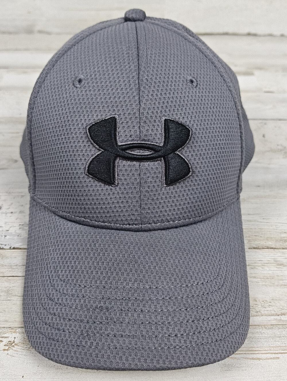 UNDER ARMOUR Blitzing 3.0 Gray Flex Fitted L/XL Mesh Baseball Cap Black Logo